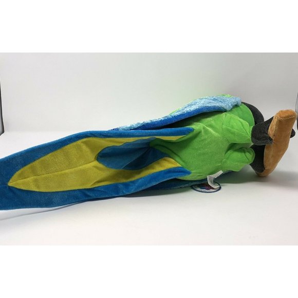 Vtg NANCO Macaw Parrot Plush Bright Green Colorful Hangable Perch Collectib 2006 - Picture 5 of 7